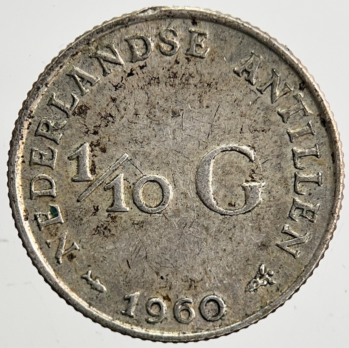 1960 Netherlands 1/10 Gulden Silver Coin | Very High Grade