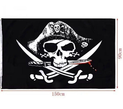 150 cm x 90 cm PIRATE FLAG With EYELETS Camping Caravan Motor - Home Boat
