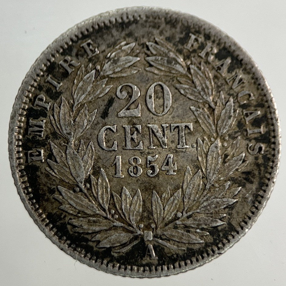 1854 France 20 Centimes Silver Coin | Fine Collectable Grade