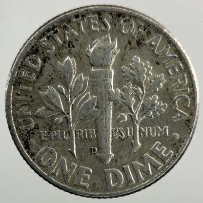 1958 - D US USA Roosevelt Dime Silver Coin | Fine Collectable Grade