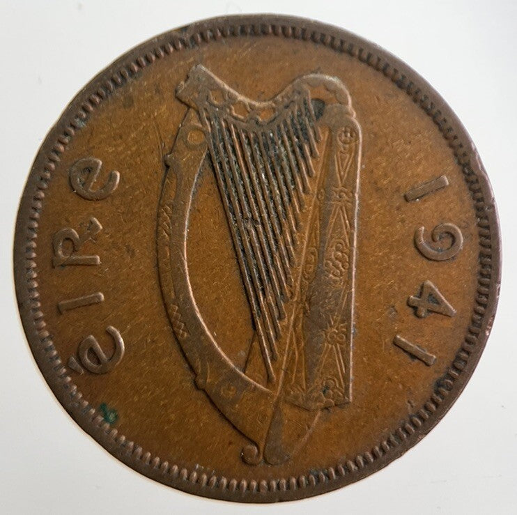 1941 Irish Half - Penny 1/2d Pig Coin | Fine Collectable Grade