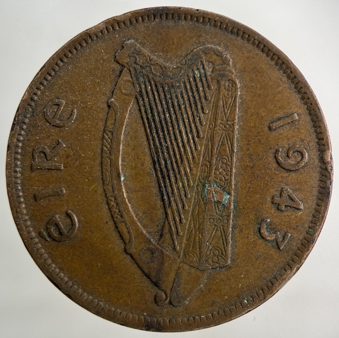 1943 Irish Ireland One Penny Coin | Fine Collectable Grade