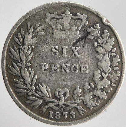 1873 Die - 5 Victoria Sixpence Silver Coin | Collectable Grade | a4511