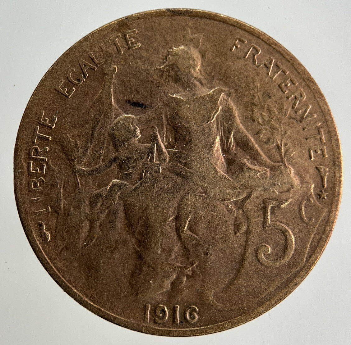 1916 France 5 Centimes Coin | Fine Collectable Grade
