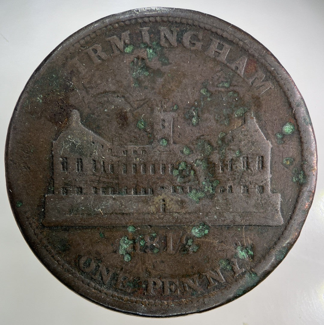 1812 Birmingham Workhouse One Penny Token Coin | Collectable Grade