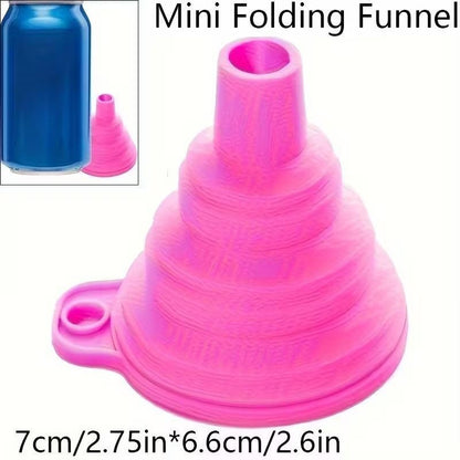 1pc Pink Silicone Collapsable Funnel Kitchen for Water Bottle Liquid Transfer