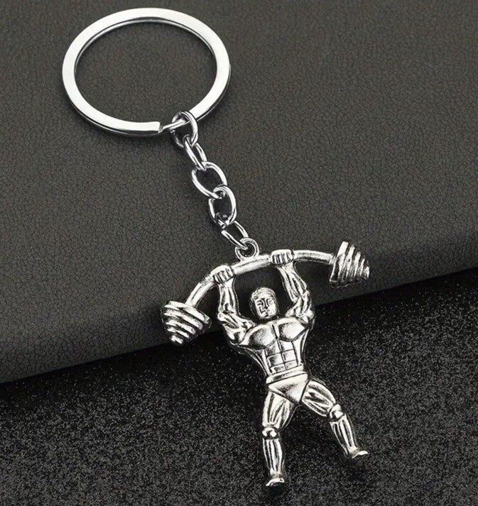 Mini Metal Bodybuilder Strong Man Gym Weights Keyring Premium Keychain Gift UK