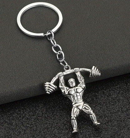 Mini Metal Bodybuilder Strong Man Gym Weights Keyring Premium Keychain Gift UK
