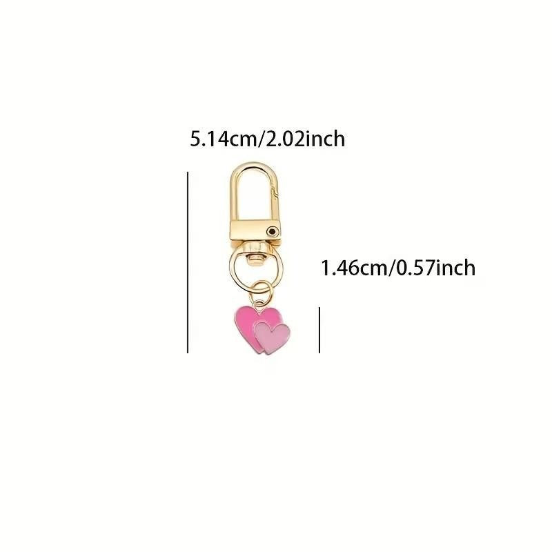 Mini Metal Cute Pink Love Hearts Charm Keyring Keychain Gift UK