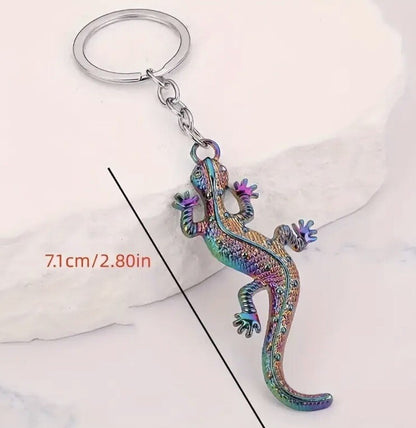 Multicoloured Metal Lizard Shaped Keyring Premium Keychain Gift UK