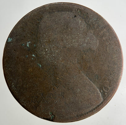 1861 Victoria One Penny Coin | Worn Grade