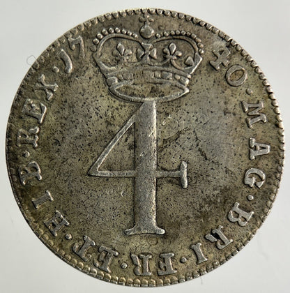 1740 George II 2nd Maundy Four - Pence Silver Coin | Very High Grade