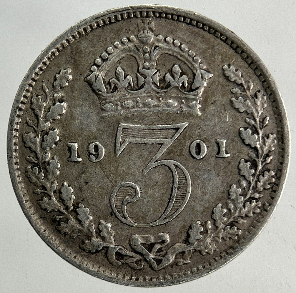 1901 Victoria Threepence Silver Coin | Very High Grade