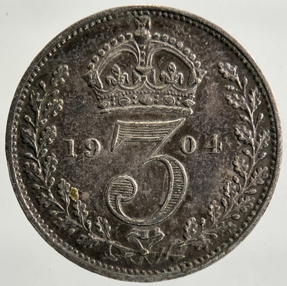 1904 Edward VII Maundy Threepence Silver Coin | Very High Grade