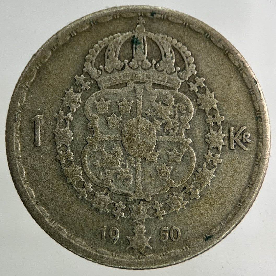 1950 Sweden 1 Krona Silver Coin | Collectable Grade