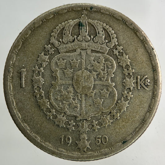 1950 Sweden 1 Krona Silver Coin | Collectable Grade