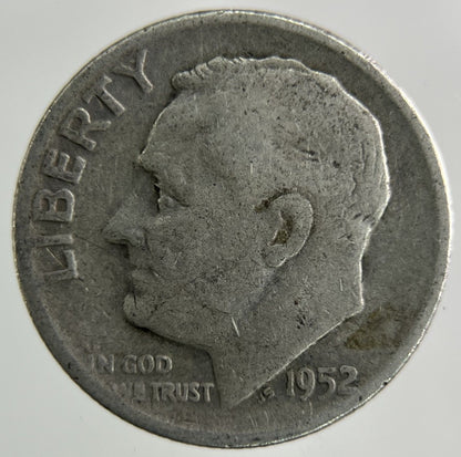 1952 - D US USA Roosevelt Dime Silver Coin | Collectable Grade