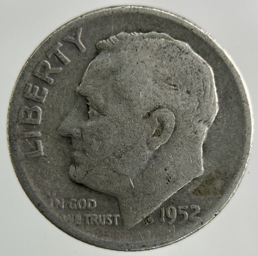 1952 - D US USA Roosevelt Dime Silver Coin | Collectable Grade