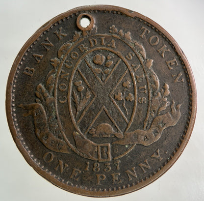 1837 Canada Bank Token One Penny Coin | Fine Collectable Grade