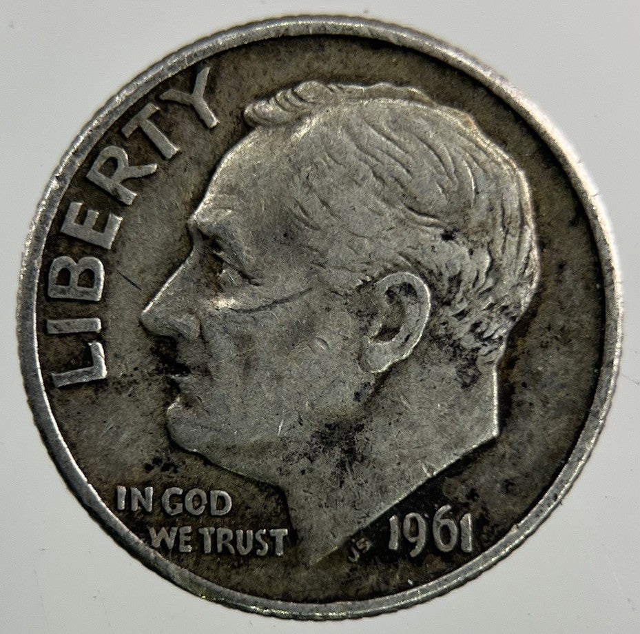 1961 - D US USA Roosevelt Dime Silver Coin | Fine Collectable Grade