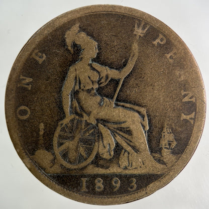 1893 Victoria One Penny Coin | Collectable Grade