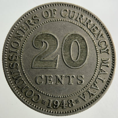 1948 Malaya 20 Cents Coin | Fine Collectable Grade