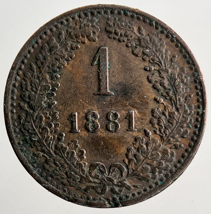 1881 Austria 1 One Kreuzer Coin | Very High Grade | a9521