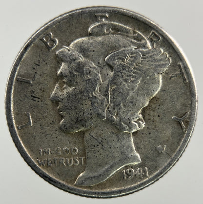 1941 US USA Mercury Dime Silver Coin | Fine Collectable Grade