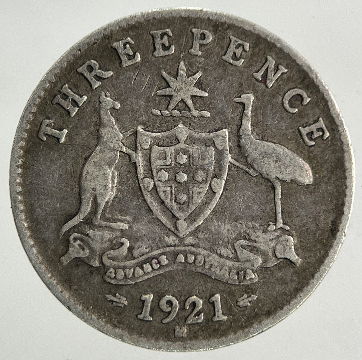 1921 - M Australia Threepence Silver Coin | Fine Collectable Grade