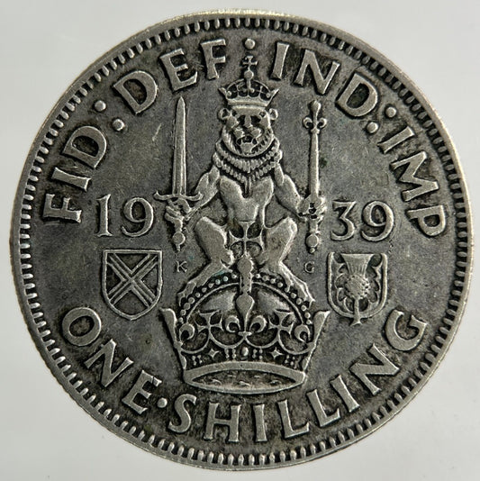 1939 George VI Shilling Silver Coin | Fine Collectable Grade