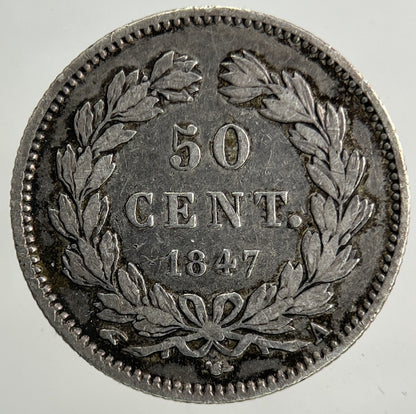 1847 France 50 Centimes Silver Coin | Fine Collectable Grade
