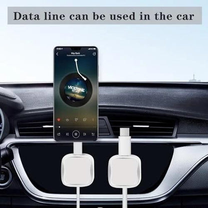 4 x White Magnetic Charger Cable Holders Phone iPhone Samsung For Car Desk Table