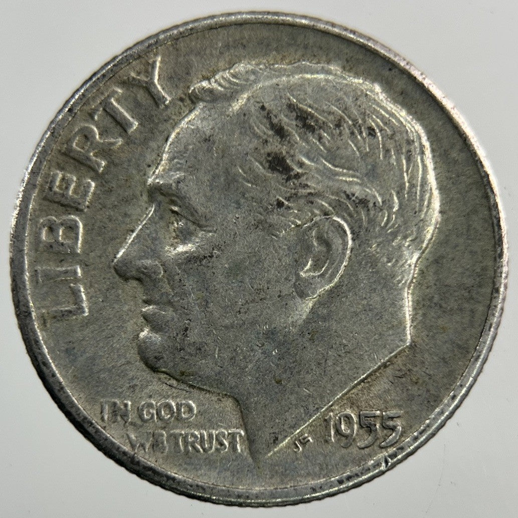 1955 - S US USA Roosevelt Dime Silver Coin | Fine Collectable Grade