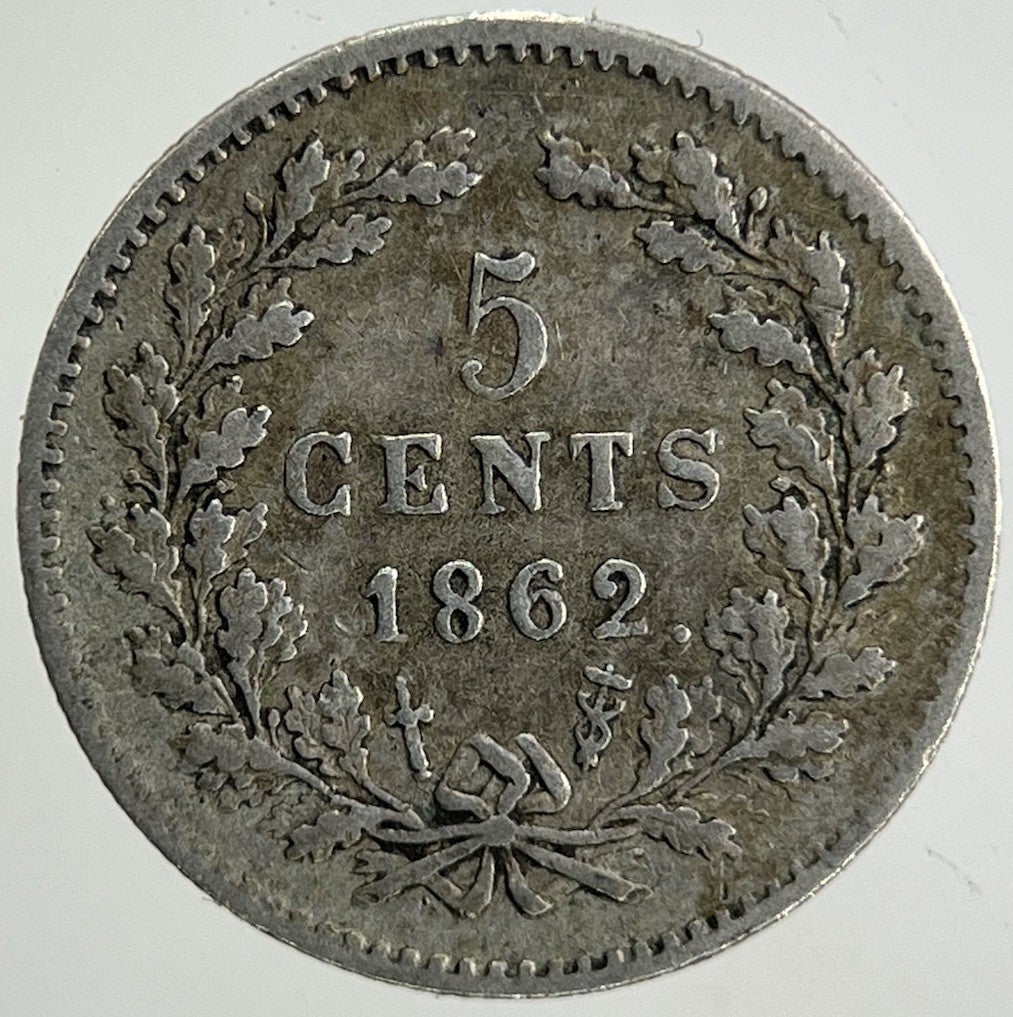 1862 Netherlands 5 Cents Silver Coin | Fine Collectable Grade