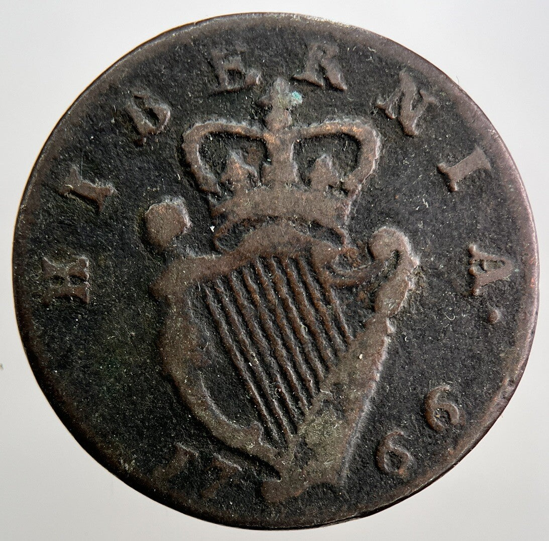 1766 George III 3rd Irish Hibernia Half - Penny Coin | Collectable Grade | a2473
