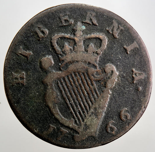 1766 George III 3rd Irish Hibernia Half - Penny Coin | Collectable Grade | a2473