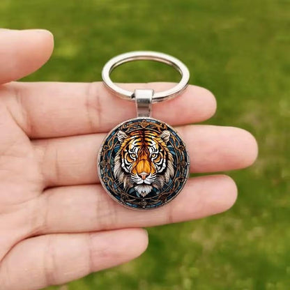 Metal Tiger Wildlife Charm Keyring Premium Keychain Gift UK