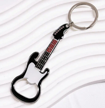 Black Electric Guitar Bottle Opener Keyring Premium Keychain Gift UK