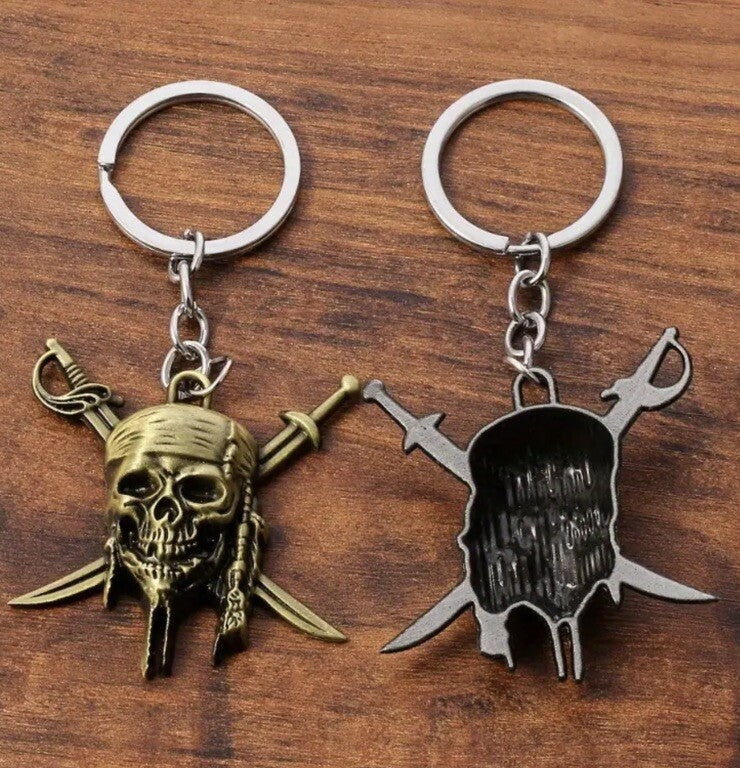 Mini Metal Pirate Skull Shaped Keyring Premium Keychain Gift UK