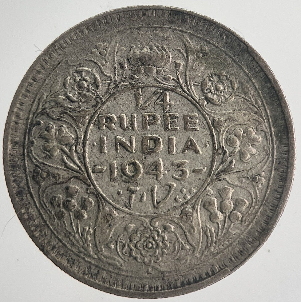 1943 India Quarter Rupee Silver Coin | Fine Collectable Grade | a6357