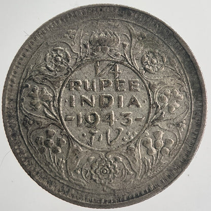 1943 India Quarter Rupee Silver Coin | Fine Collectable Grade | a6357
