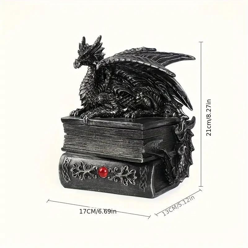 Medieval Black Dragon Jewellery / Money Box Resin Statue Home Sculpture Gift UK