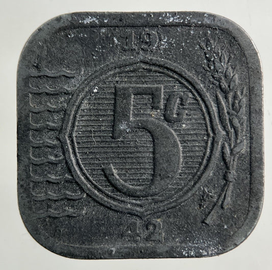 1942 Netherlands 5 Cent Coin | Fine Collectable Grade