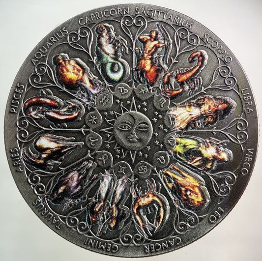 1999 Elizabeth II 2nd Tuvalu Zodiac Signs Plated Coin | Fine Collectable Grade