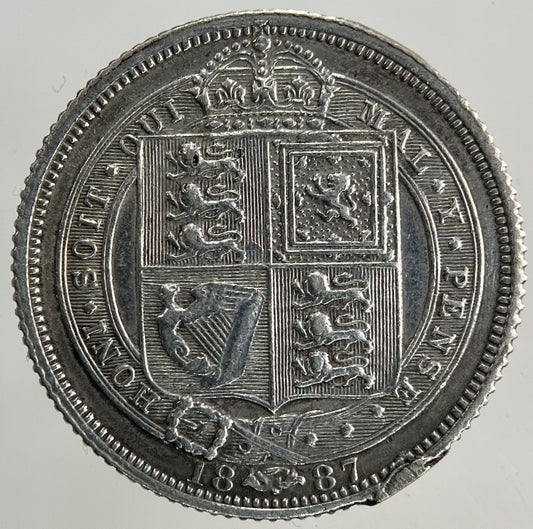 1887 Ex Mount Victoria Sixpence Silver Coin | Fine Collectable Grade