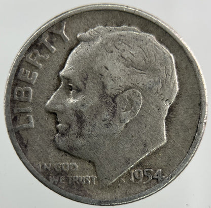 1954 US USA Roosevelt Dime Silver Coin | Collectable Grade