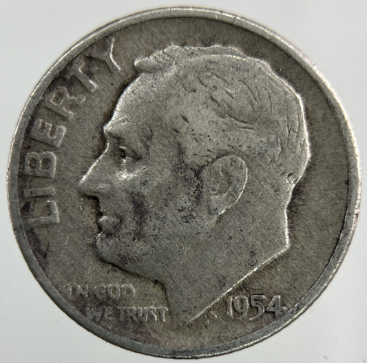 1954 US USA Roosevelt Dime Silver Coin | Collectable Grade