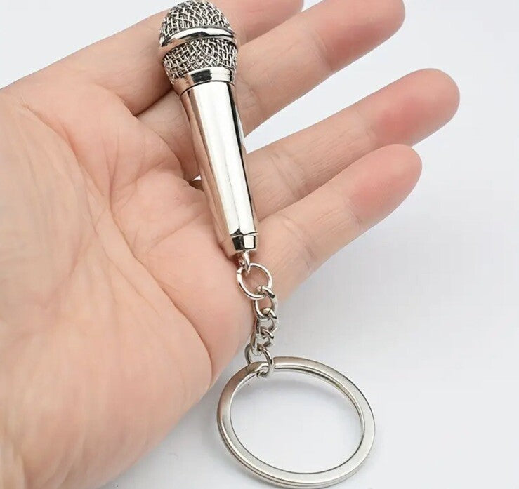 Mini Music Mic Microphone Keyring With Secret Compartment Keychain Gift UK