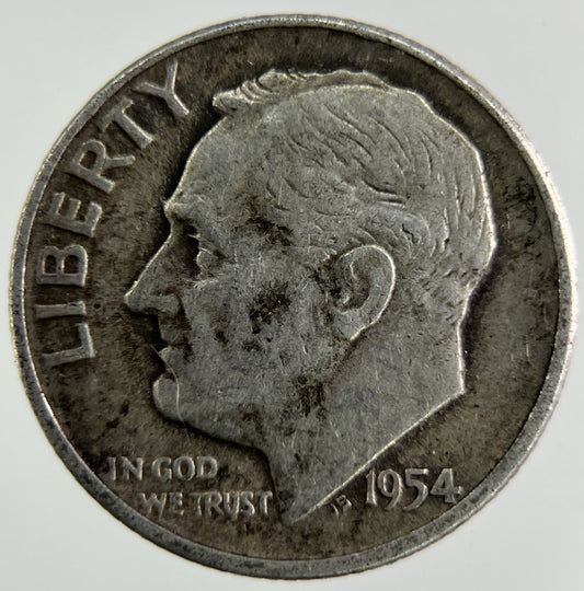 1954 US USA Roosevelt Dime Silver Coin | Collectable Grade