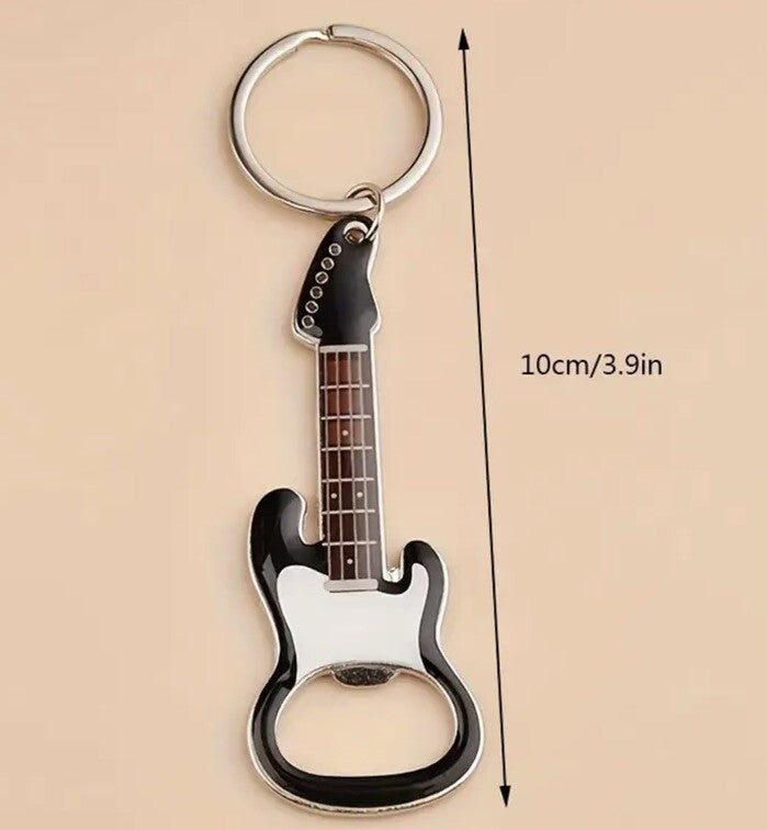 Black Electric Guitar Bottle Opener Keyring Premium Keychain Gift UK